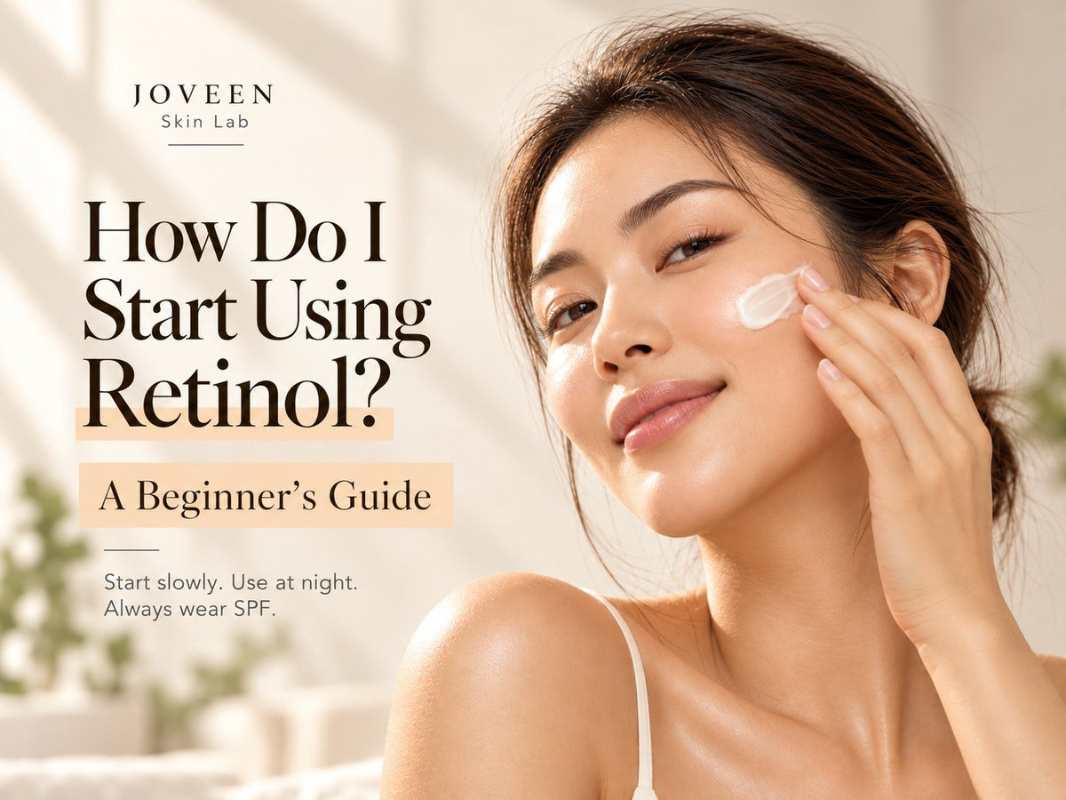 Woman applying retinol cream to her cheek, illustrating a beginner's guide to starting retinol