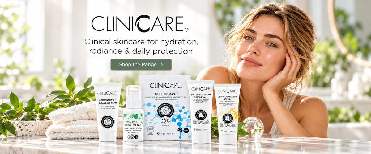 CLINICCARE clinical skincare for hydration, radiance and daily protection