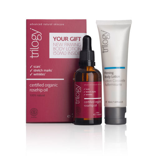 TRILOGY DUO PACK CERTIFIED ORGANIC ROSEHIP OIL 45ML WITH FIRMING LOTION 50ML single image 1